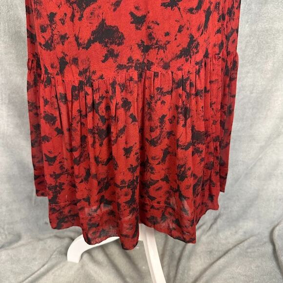 Ganni Dress Womens 42 US Large Red Wrap Midi Georgette Party Career Whimsigoth - Picture 6 of 15